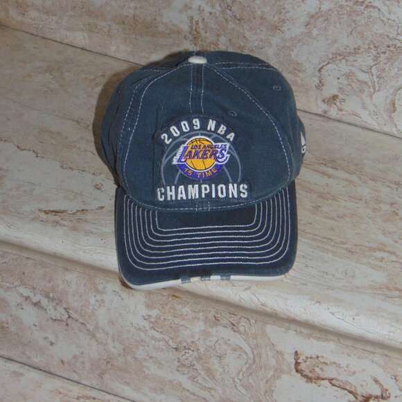 Adidas LA Lakers 2009 NBA 15 Time Champions Hat One Size Gray Distressed Kobe - Picture 2 of 10